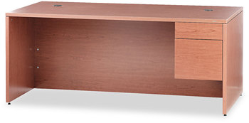 HON® 10500 Series™ "L" Workstation Single Pedestal Desk with 3/4 Height Right 72" x 36" 29.5", Bourbon Cherry