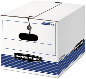 Bankers Box® STOR/FILE™ Medium-Duty Strength Storage Boxes Letter/Legal Files, 12.25" x 16" 11", White/Blue, 12/Carton