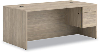 HON® 10500 Series™ Single Pedestal Desk 3/4-Height Right: Box/File, 72" x 36" 29.5", Kingswood Walnut