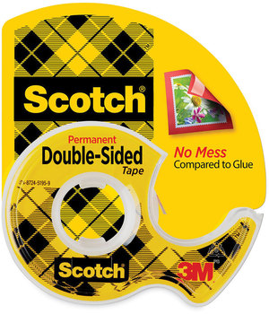 Scotch® Double-Sided Permanent Tape in Handheld Dispenser 1" Core, 0.5" x 20.83 ft, Clear