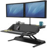 A Picture of product FEL-0007901 Fellowes® Lotus™ Sit-Stands Workstation 32.75" x 24.25" 5.5" to 22.5", Black