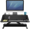 A Picture of product FEL-0007901 Fellowes® Lotus™ Sit-Stands Workstation 32.75" x 24.25" 5.5" to 22.5", Black