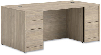 HON® 10500 Series™ Double Pedestal Desk Full-Height Left: Box/Box/File, Right: File/File, 72" x 36" 29.5", Kingswood Walnut