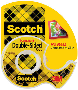 Scotch® Double-Sided Permanent Tape in Handheld Dispenser 1" Core, 0.5" x 37.5 ft, Clear