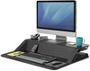 A Picture of product FEL-0007901 Fellowes® Lotus™ Sit-Stands Workstation 32.75" x 24.25" 5.5" to 22.5", Black