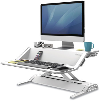 Fellowes® Lotus™ Sit-Stands Workstation 32.75" x 24.25" 5.5" to 22.5", White