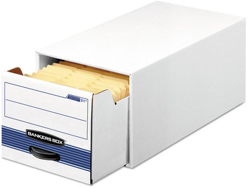 Bankers Box® STOR/DRAWER® STEEL PLUS™ Extra Space-Savings Storage Drawers Letter Files, 10.5" x 25.25" 6.5", White/Blue, 12/Carton