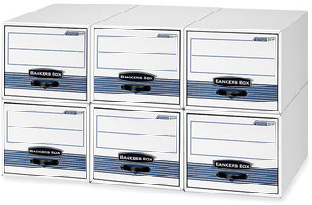 Bankers Box® STOR/DRAWER® STEEL PLUS™ Extra Space-Savings Storage Drawers Letter Files, 14" x 25.5" 11.5", White/Blue, 6/Carton