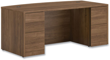 HON® 10500 Series™ Bow Front Double Pedestal Desk with Full-Height Pedestals 72" x 36" 29.5", Pinnacle