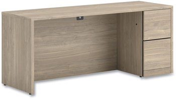 HON® 10500 Series™ Single Pedestal Credenza with Full-Height Right 72" x 24" 29.5", Kingswood Walnut