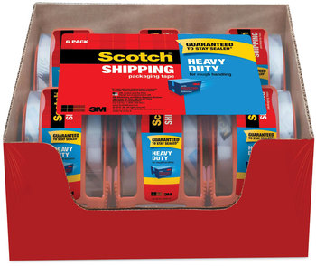 Scotch® 3850 Heavy-Duty Packaging Tape with Dispenser, 1.5" Core, 1.88" x 66.66 ft, Clear, 6/Pack