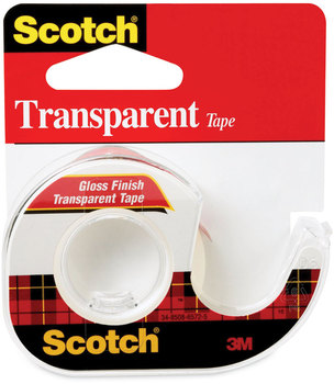 Scotch® Transparent Tape In Handheld Dispenser 1" Core, 0.5" x 37.5 ft,