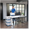 A Picture of product FEL-0063201 Bankers Box® PRESTO™ Heavy-Duty Storage Boxes Legal Files, 16" x 10.38", White/Blue, 12/Carton