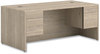 A Picture of product HON-10593LKI1 HON® 10500 Series™ Double Pedestal Desk 3/4-Height Left and Right: Box/File, 72" x 36" 29.5", Kingswood Walnut