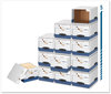 A Picture of product FEL-0063601 Bankers Box® PRESTO™ Ergonomic Design Storage Boxes Letter/Legal Files, 12.88" x 16.5" 10.38", White/Blue, 12/Carton