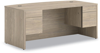 HON® 10500 Series™ Bow Front Double Pedestal Desk 72" x 36" 29.5", Kingswood Walnut