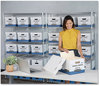 A Picture of product FEL-0070104 Bankers Box® STOR/FILE™ Medium-Duty Storage Boxes Letter Files, 12.88" x 25.38" 10.25", White/Blue, 4/Carton