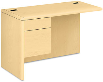 HON® 10700 Series™ "L" Workstation Return with Three-Quarter Height Pedestal on Left 3/4 48w x 24d, Natural Maple