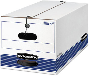 Bankers Box® STOR/FILE™ Medium-Duty Strength Storage Boxes Letter Files, 12.25" x 24.13" 10.75", White/Blue, 12/Carton
