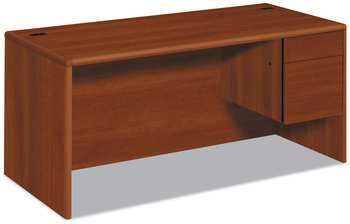 HON® 10700 Series™ "L" Workstation Desk with Three-Quarter Height Pedestal on Right 66" x 30" 29.5", Cognac