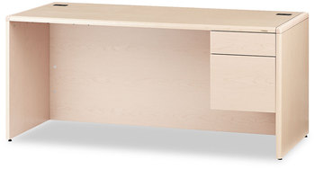 HON® 10700 Series™ "L" Workstation Desk with Three-Quarter Height Pedestal on Right 66" x 30" 29.5", Natural Maple