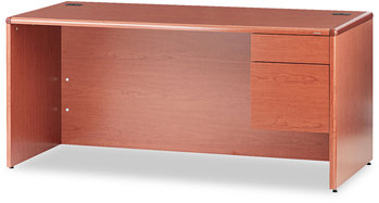 HON® 10700 Series™ "L" Workstation Desk with Three-Quarter Height Pedestal on Right 66" x 30" 29.5", Bourbon Cherry