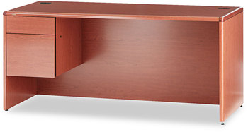 HON® 10700 Series™ "L" Workstation Desk with Three-Quarter Height Pedestal on Left 66" x 30" 29.5", Bourbon Cherry