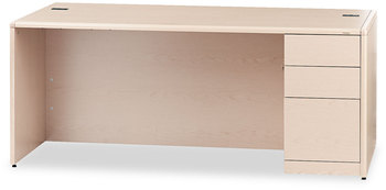 HON® 10700 Series™ Single Pedestal Desk with Full-Height on Right 72" x 36" 29.5", Natural Maple