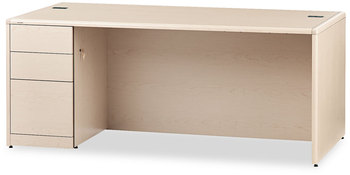 HON® 10700 Series™ Single Pedestal Desk with Full-Height on Left 72" x 36" 29.5", Natural Maple