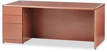 HON® 10700 Series™ Single Pedestal Desk with Full-Height on Left 72" x 36" 29.5", Bourbon Cherry