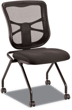 Alera® Elusion Mesh Nesting Chairs Supports Up to 275 lb, 18.1" Seat Height, Black Back, Base, 2/Carton