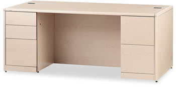 HON® 10700 Series™ Double Pedestal Desk with Full-Height Pedestals 72" x 36" 29.5", Natural Maple