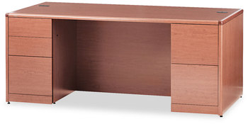 HON® 10700 Series™ Double Pedestal Desk with Full-Height Pedestals 72" x 36" 29.5", Bourbon Cherry