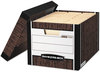 A Picture of product FEL-00725 Bankers Box® R-KIVE® Heavy-Duty Storage Boxes Letter/Legal Files, 12.75" x 16.5" 10.38", Woodgrain, 12/Carton