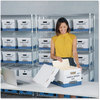 A Picture of product FEL-00784 Bankers Box® HANG'N'STOR™ Medium-Duty Storage Boxes Letter Files, 12.63" x 15.63" 10", White/Blue, 4/Carton