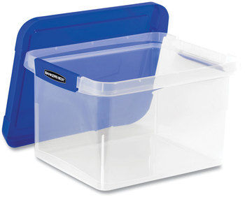 Bankers Box® Heavy Duty Plastic File Storage Letter/Legal Files, 14" x 17.38" 10.5", Clear/Blue, 2/Pack