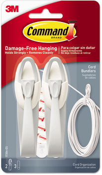 Command™ Adhesive Cord Management Cable Bundler, White, 2/Pack