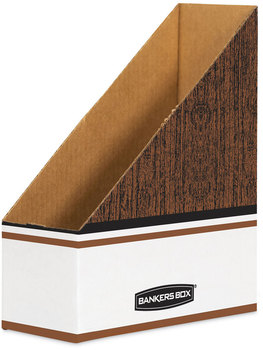 Bankers Box® Magazine File Corrugated Cardboard 4 x 9 11.5, Wood Grain, 12/Carton