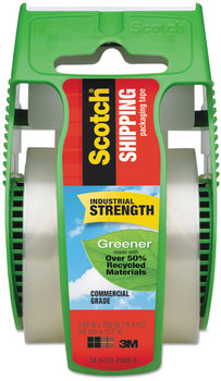 Scotch® Greener Commercial Grade Packaging Tape with Dispenser, 1.5" Core, 1.88" x 58.33 ft, Clear