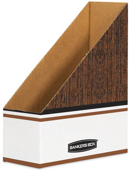 Bankers Box® Magazine File Corrugated Cardboard 4 x 11 12.25, Wood Grain, 12/Carton