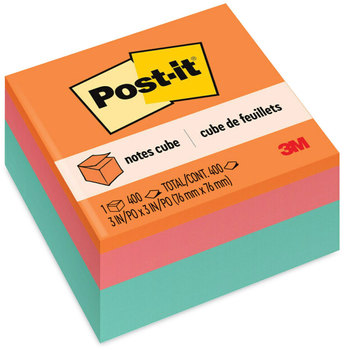 Post-it® Notes Original Cubes 3" x Aqua Wave Collection, 470 Sheets/Cube