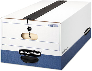 Bankers Box® LIBERTY® Plus Heavy-Duty Strength Storage Boxes Legal Files, 15.25" x 24.13" 10.75", White/Blue, 12/Carton