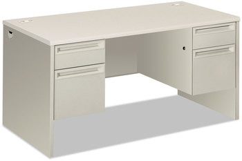 HON® 38000 Series™ Double Pedestal Desk 60" x 30" Light Gray/Silver