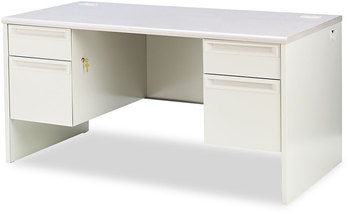 HON® 38000 Series™ Double Pedestal Desk 60" x 30" 29.5", Light Gray