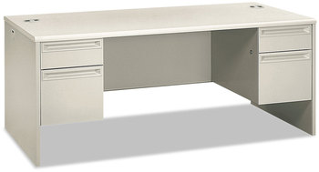 HON® 38000 Series™ Double Pedestal Desk 72" x 36" 30", Light Gray/Silver