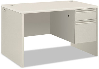 HON® 38000 Series™ Single Pedestal Desk Right 48" x 30" Light Gray/Silver