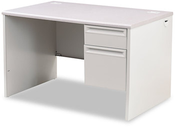 HON® 38000 Series™ Single Pedestal Desk Right 48" x 30" 29.5", Light Gray