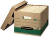 A Picture of product FEL-12770 Bankers Box® STOR/FILE™ Medium-Duty 100% Recycled Storage Boxes Letter/Legal Files, 12.5" x 16.25" 10.25", Kraft/Green, 12/Carton