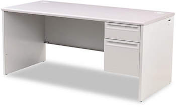 HON® 38000 Series™ Single Pedestal Desk Right 66" x 30" 29.5", Light Gray