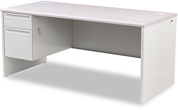 HON® 38000 Series™ Single Pedestal Desk Left 66" x 30" 29.5", Light Gray